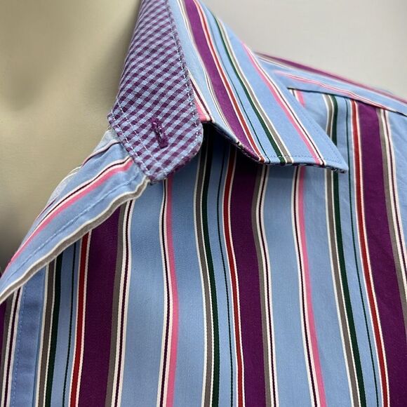 Bugatchi striped shaped fit long sleeve shirt - Picture 3 of 8